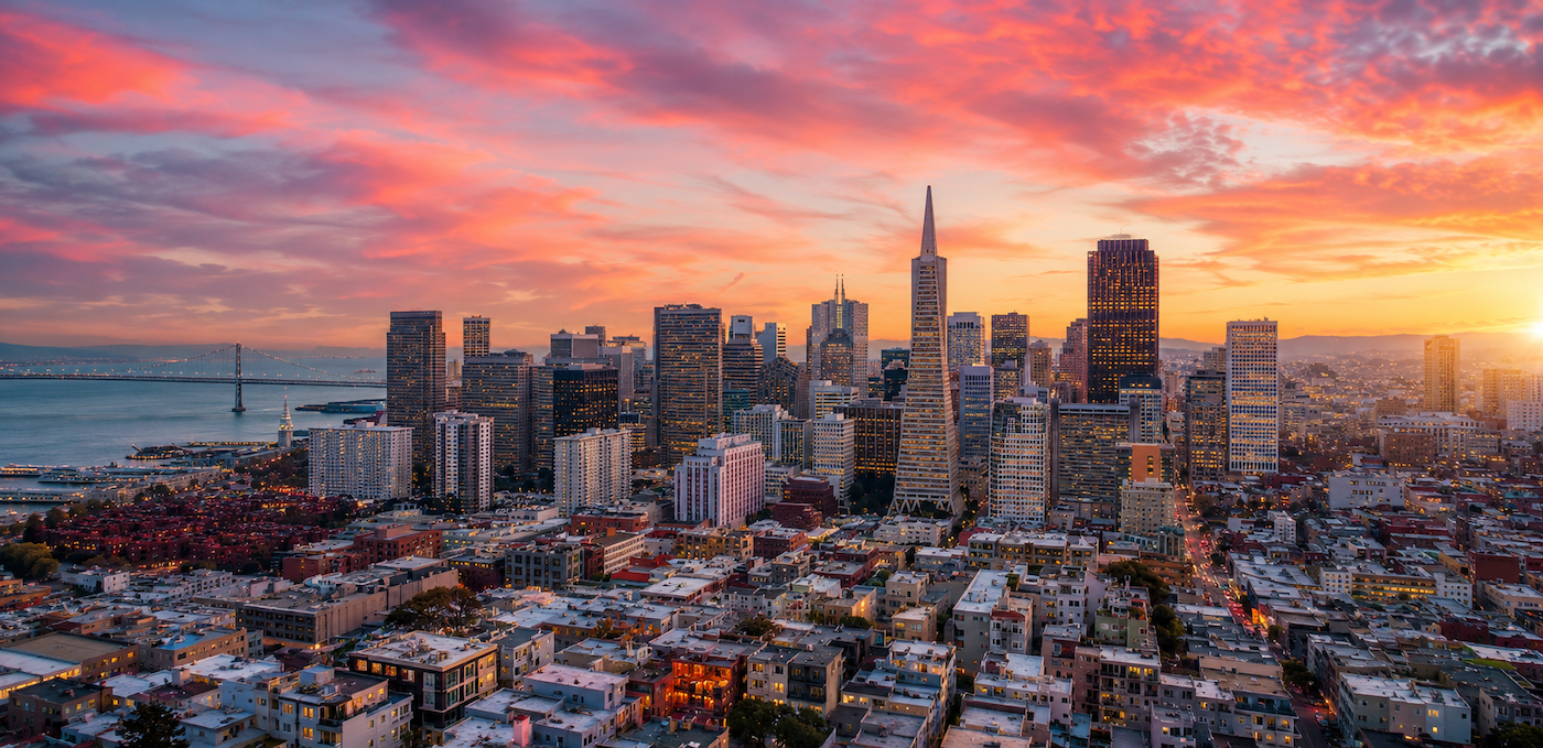 San Francisco skyline at sunset